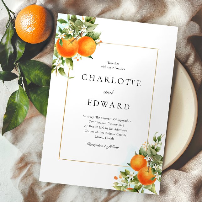 Invitación Boda de acuarela de Citrus naranja (Subido por el creador)