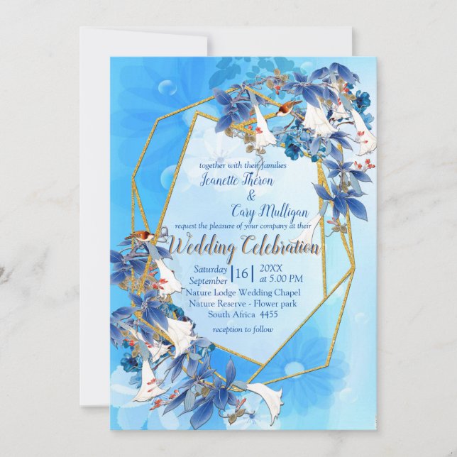 Invitación Boda de acuarela de color claro (Anverso)