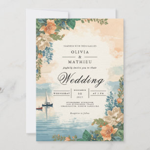 Invitación Boda de acuarela de color de aroma de melocotón
