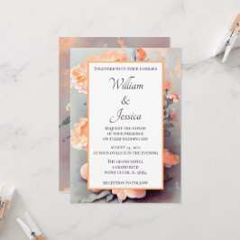 Invitación Boda de acuarela de color floral de durazno