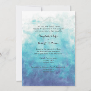 Invitación Boda de acuarela de color ocre turquesa