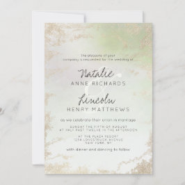 Invitación Boda de acuarela de color verde de primavera de Om