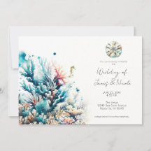 Boda de Acuarela de Coral Marino Ocean Splash