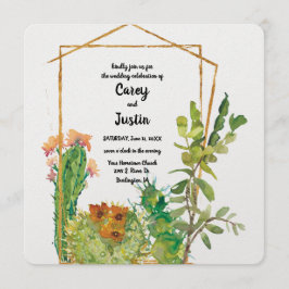 Invitación Boda de acuarela de Desert Cactus
