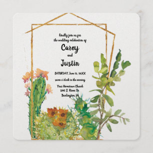 Invitación Boda de acuarela de Desert Cactus