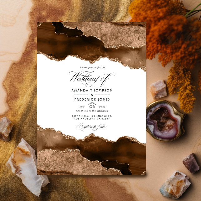 Invitación Boda de acuarela de desert Gold Agate (Subido por el creador)