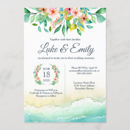Invitación Boda de acuarela de destino tropical