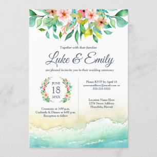 Invitación Boda de acuarela de destino tropical
