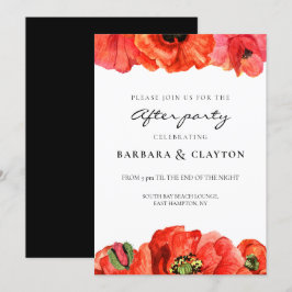 Invitación Boda de acuarela de espías rojas tras fiesta