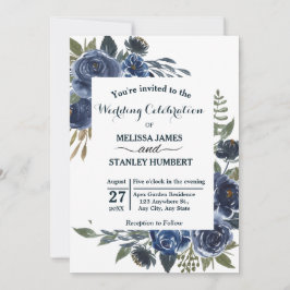 Invitación Boda de acuarela de eucalipto verde azul ruso