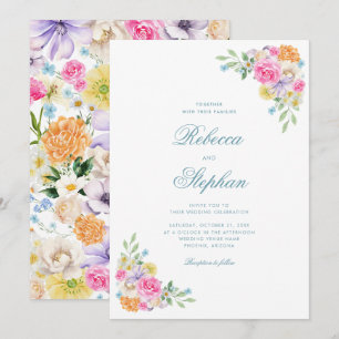 Invitación Boda de Acuarela de Fiesta Floral de Jardín Brilla