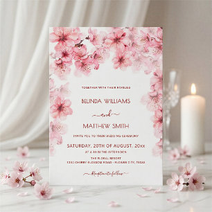 Invitación Boda de acuarela de flor de cerezo