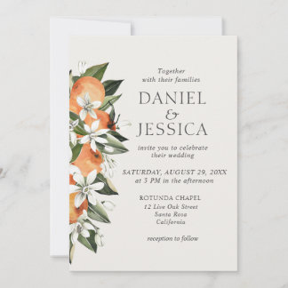 Invitación Boda de acuarela de flor de cítricos Naranja moder