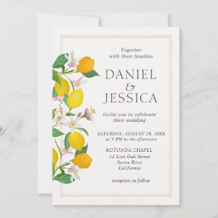 Invitación Boda de acuarela de flor de cítricos Naranja moder