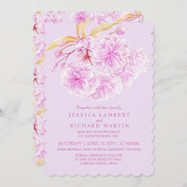 Invitación Boda de acuarela de flor floral de color púrpura c