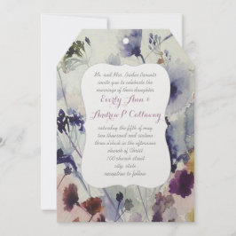 Invitación Boda de acuarela de flor salvaje rosa y verde de l