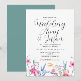 Invitación Boda de acuarela de flor silvestre verde apagado