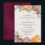 Invitación Boda de acuarela de floral y calabazas<br><div class="desc">Para una personalización más avanzada de este diseño,  simplemente seleccione el botón "Personalizar It" de arriba.</div>