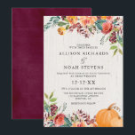 Invitación Boda de acuarela de floral y calabazas<br><div class="desc">Para una personalización más avanzada de este diseño,  simplemente seleccione el botón "Personalizar It" de arriba.</div>