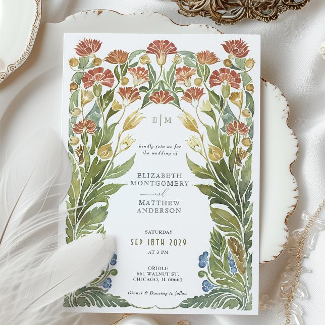 Invitación Boda de acuarela de flores silvestres (Subido por el creador)