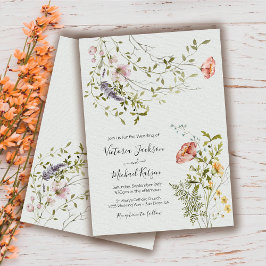 Invitación Boda de acuarela de flores silvestres claras y ven