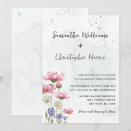 Invitación Boda de acuarela de flores silvestres de Moda Boho