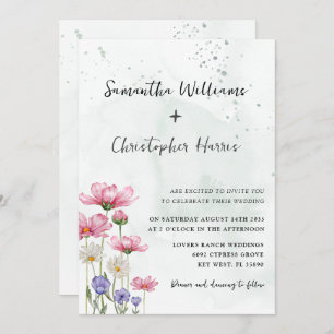 Invitación Boda de acuarela de flores silvestres de Moda Boho