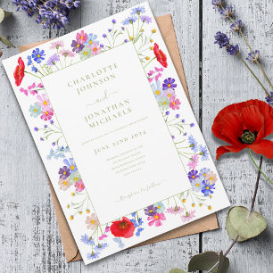 Invitación Boda de acuarela de flores silvestres modernas