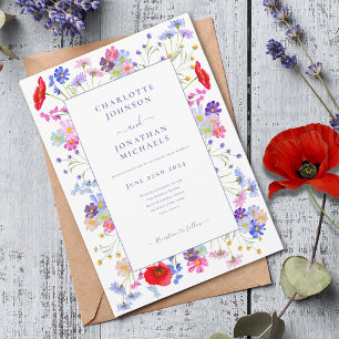 Invitación Boda de Acuarela de Flores Silvestres Modernas Mor