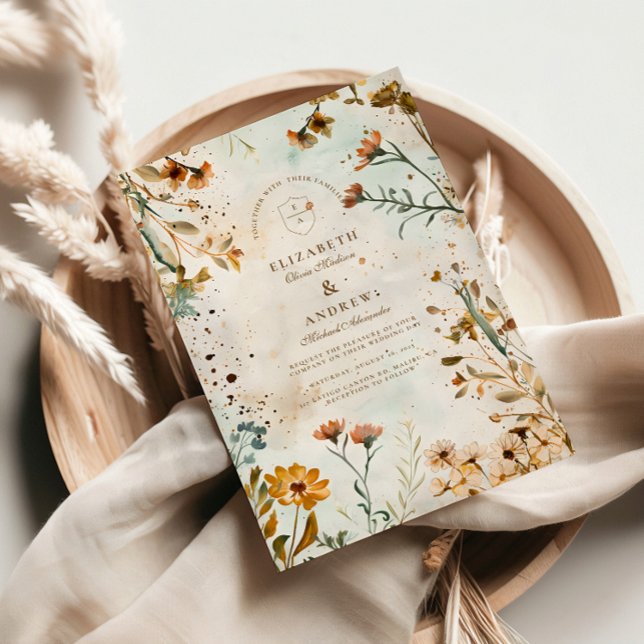 Invitación Boda de acuarela de flores silvestres rusas (Subido por el creador)