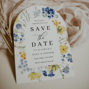 Invitación Boda de acuarela de flores silvestres Save The Dat