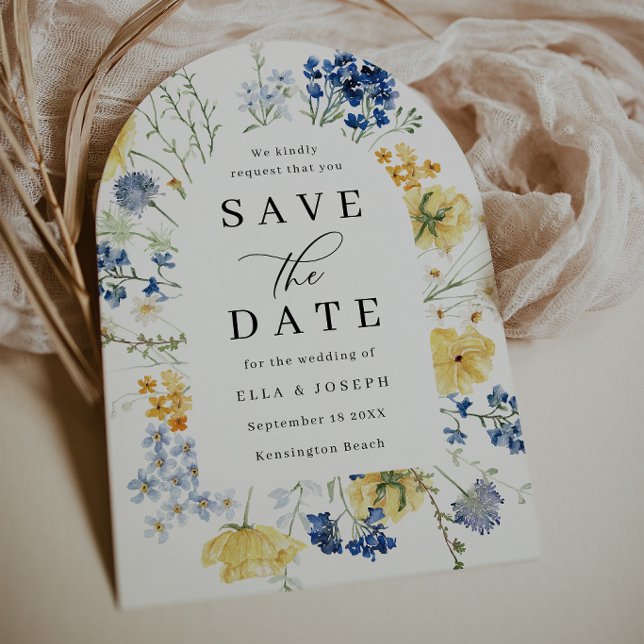 Invitación Boda de acuarela de flores silvestres Save The Dat (Subido por el creador)