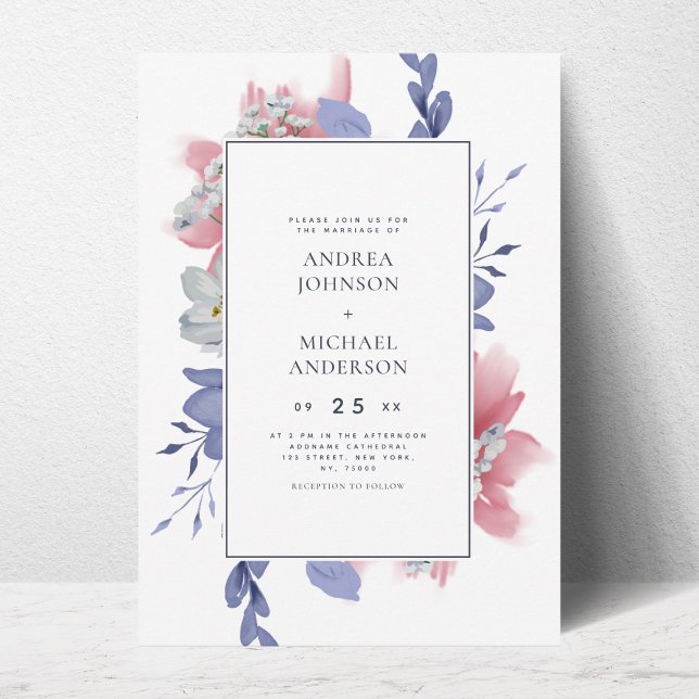 Invitación Boda de acuarela de flores tropicales exóticas pin (Subido por el creador)