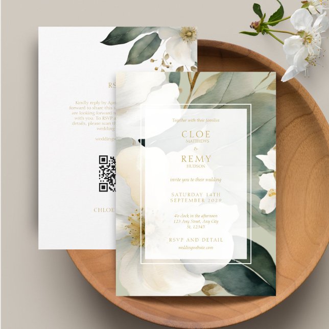 Invitación Boda De Acuarela De Foliage Verde Sage En (Subido por el creador)