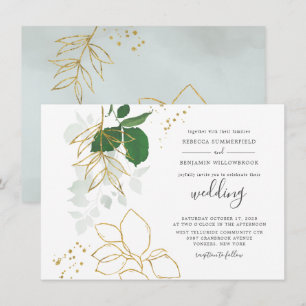 Invitación Boda de acuarela de follaje de eucalipto con hoja