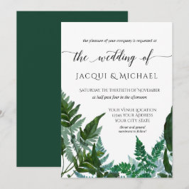 Invitación Boda de Acuarela de Follaje de Helecho Recogido de
