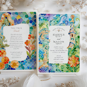 Invitación Boda de acuarela de Gaudí