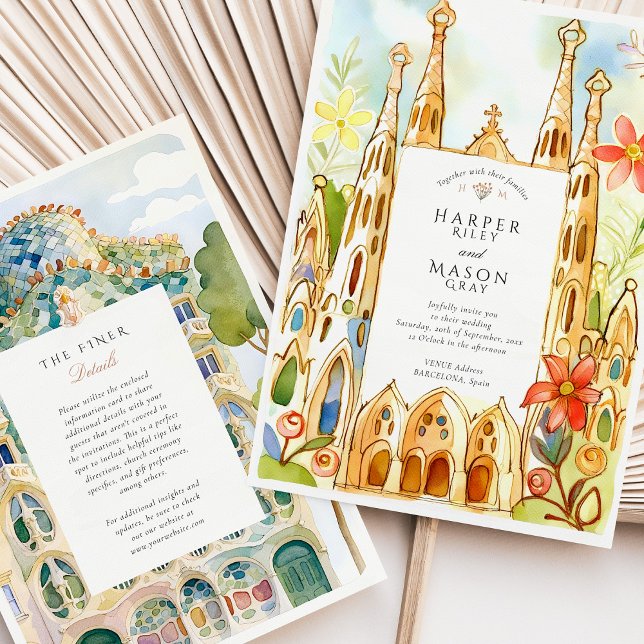 Invitación Boda de acuarela de Gaudí (Subido por el creador)