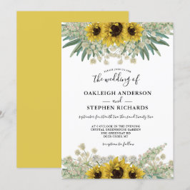 Invitación Boda de acuarela de girasol rústico botánico
