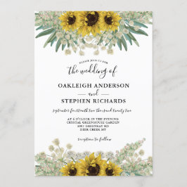Invitación Boda de acuarela de girasol rústico botánico