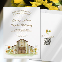 Invitación Boda de Acuarela de Girasoles al País de Granero R