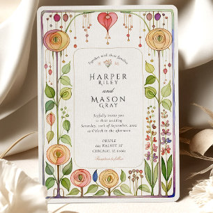 Invitación Boda de acuarela de Glasgow Style