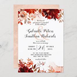 Invitación Boda de acuarela de gota floral de belleza rusa
