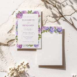 Invitación Boda de acuarela de hidrangeas rosa y púrpura