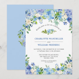 Invitación Boda de acuarela de hidrángulos azules claros