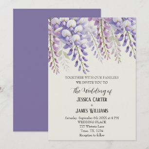 Invitación Boda de acuarela de histeria floral púrpura rusa