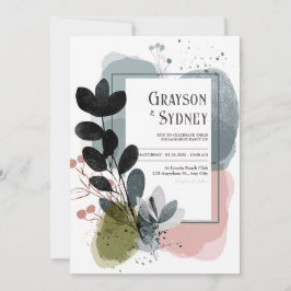Invitación Boda de Acuarela de Hoja Negra Abstracta Moderna