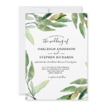 Boda de acuarela de hojas verdes botánicas