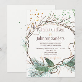 Invitación Boda de acuarela de invierno moderno de la natural