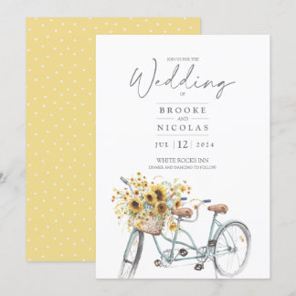 Invitación Boda de acuarela de la bicicleta del tándem del gi